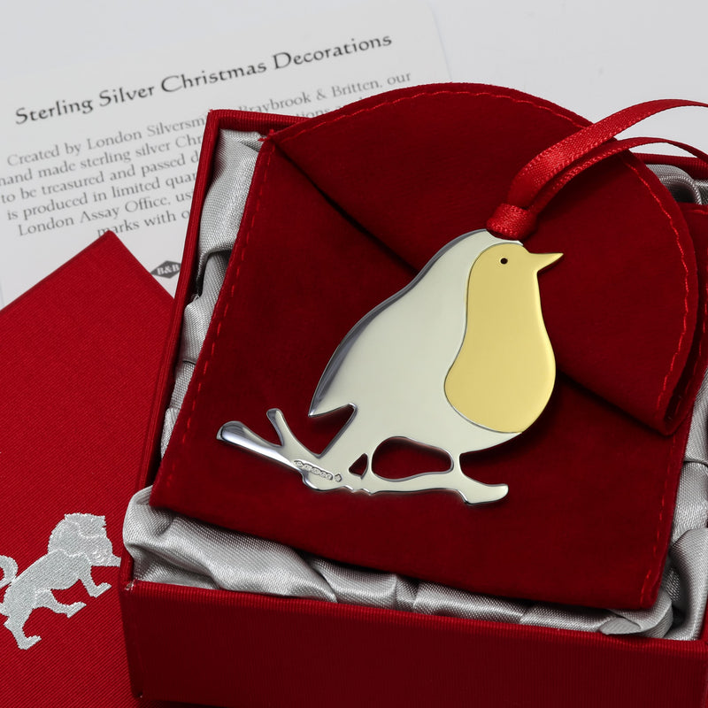 Robin Sterling Silver Christmas Decoration