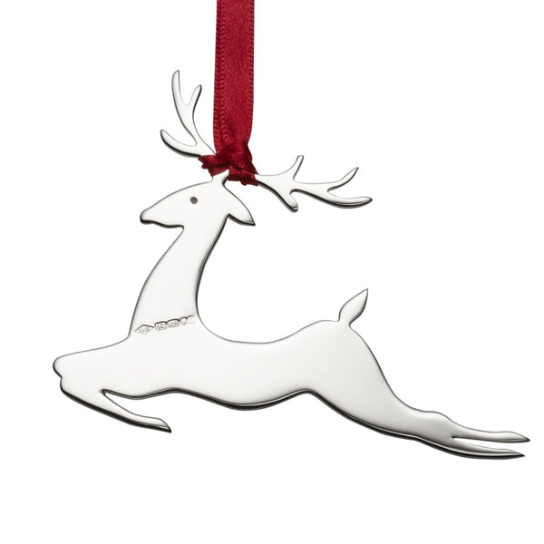 Sterling Silver Reindeer Christmas Tree Decoration with English Hallmarks