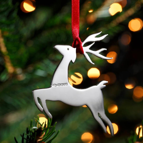 Comet Reindeer Sterling Silver Christmas Decoration