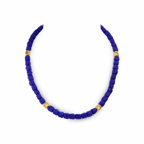 Natural Lapis Lazuli & 18ct Gold Necklace N79