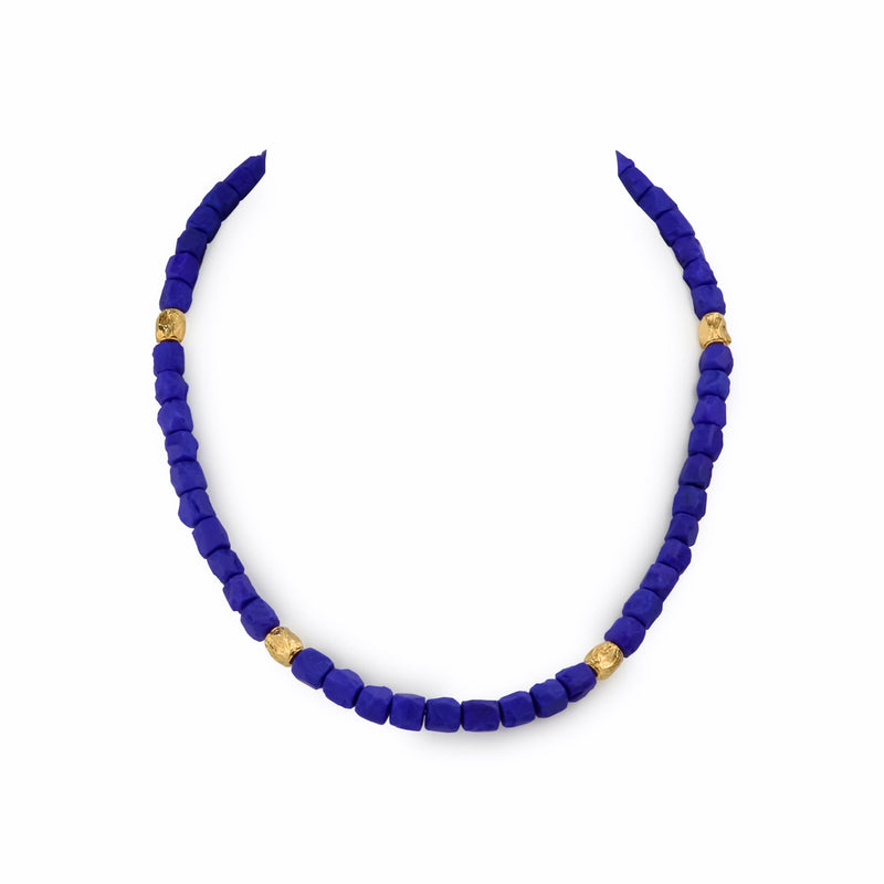 Natural Lapis Lazuli & 18ct Gold Necklace N79
