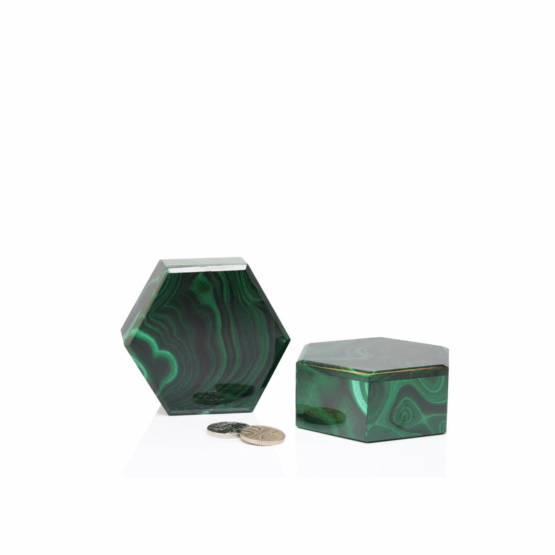 Hexagonal Malachite Box
