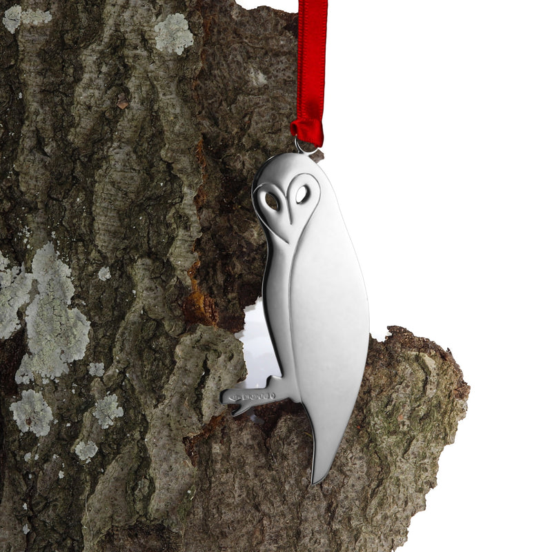 Wise Owl Sterling Silver Christmas Decoration