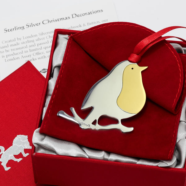 Robin Sterling Silver Christmas Decoration