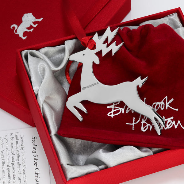 Blitzen Reindeer Sterling Silver Christmas Decoration