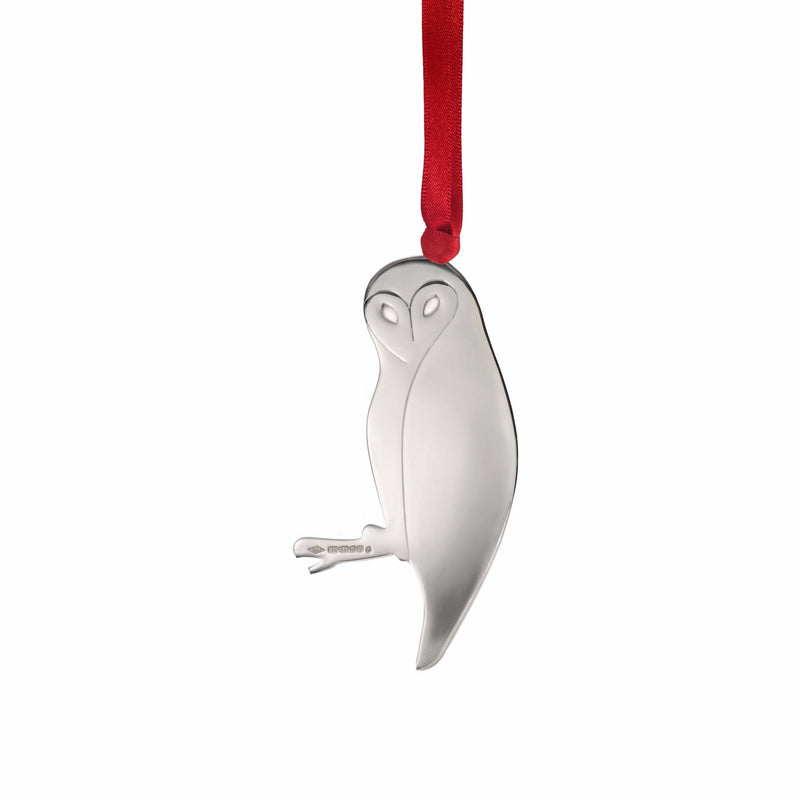 Wise Owl Sterling Silver Christmas Decoration