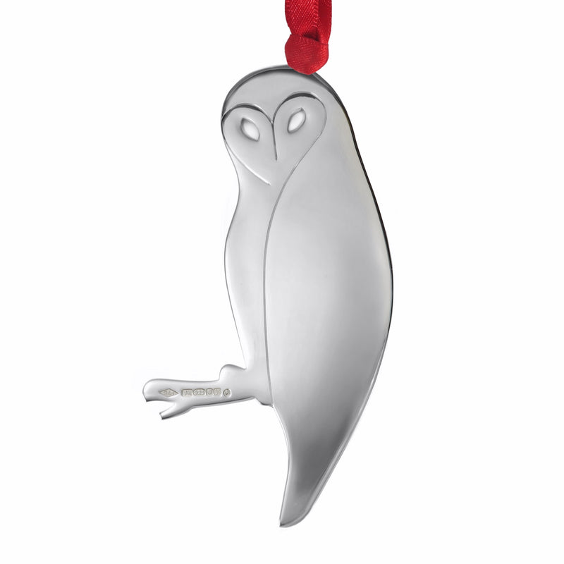 Wise Owl Sterling Silver Christmas Decoration