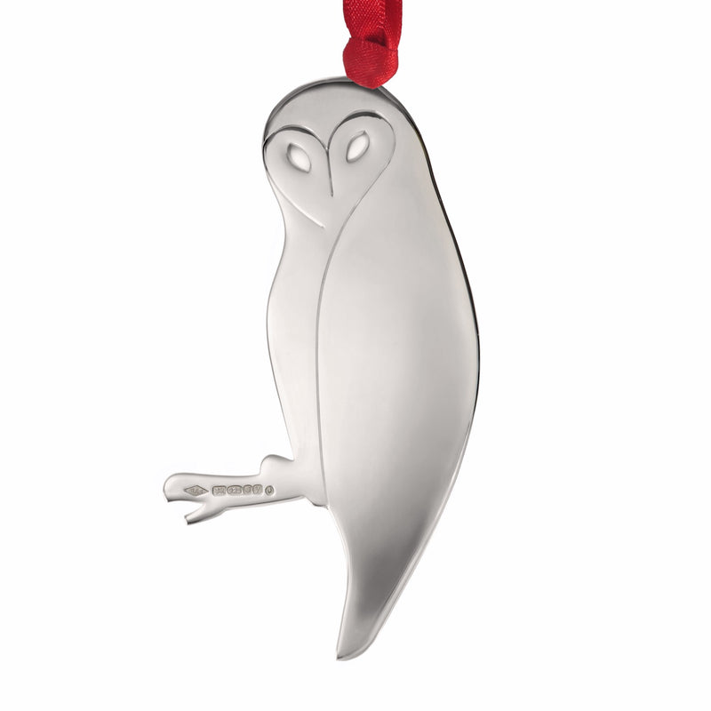 Wise Owl Sterling Silver Christmas Decoration