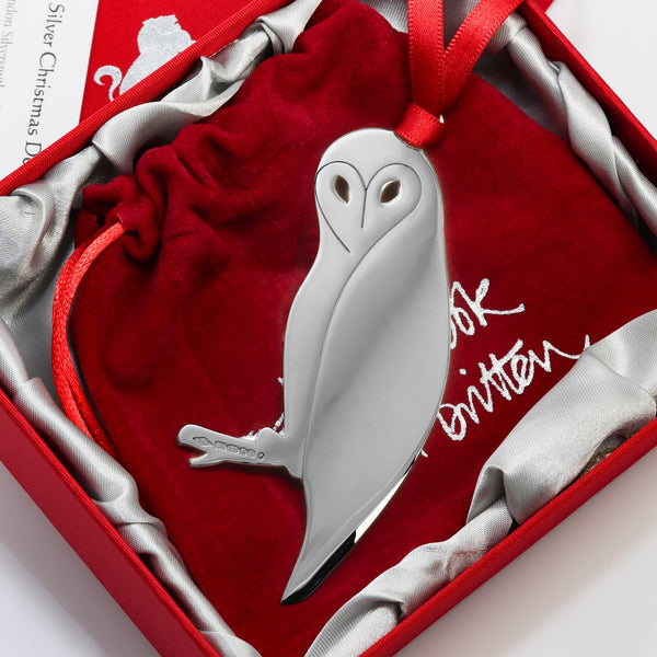 Wise Owl Sterling Silver Christmas Decoration