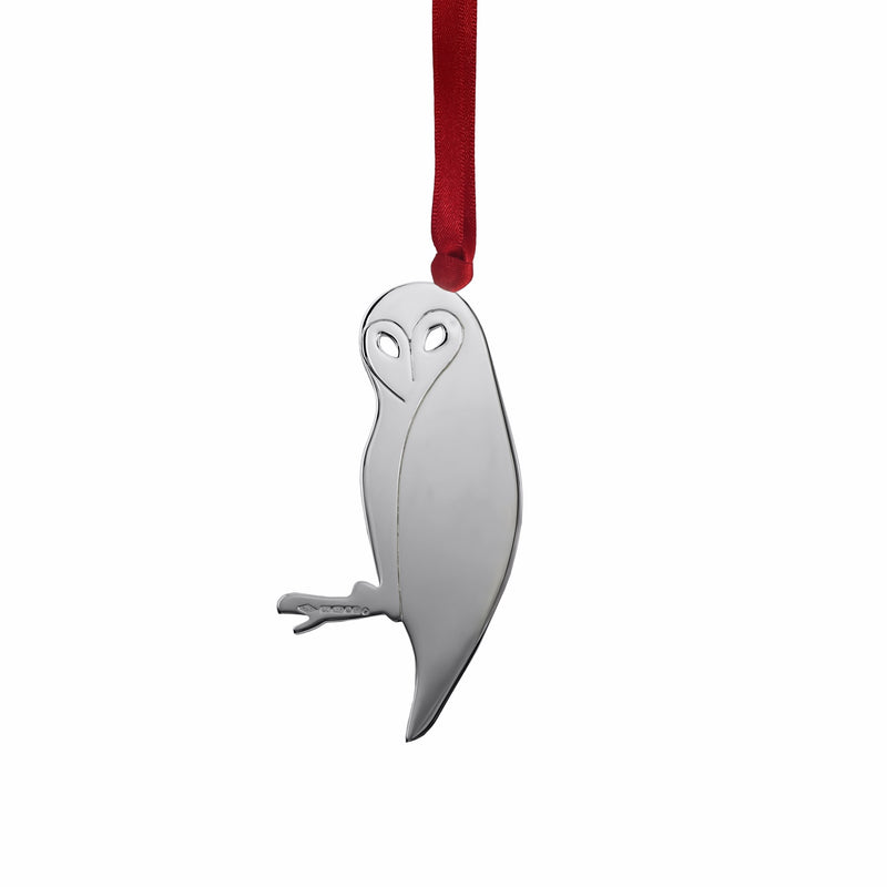 Wise Owl Sterling Silver Christmas Decoration