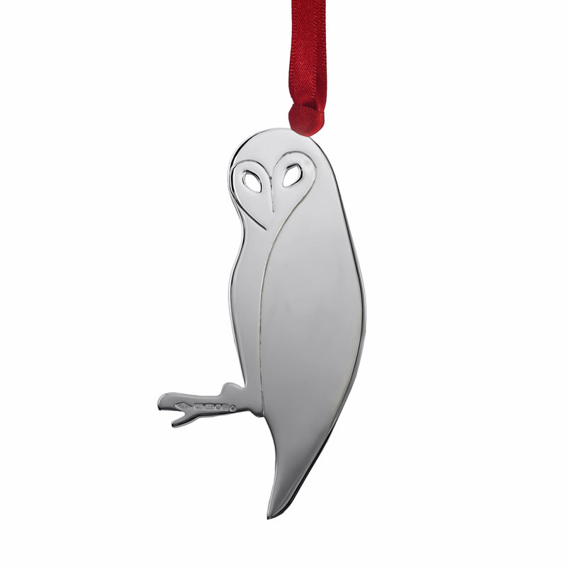 Wise Owl Sterling Silver Christmas Decoration