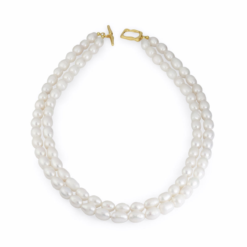 Torinne Double Row Oval Pearl Necklace