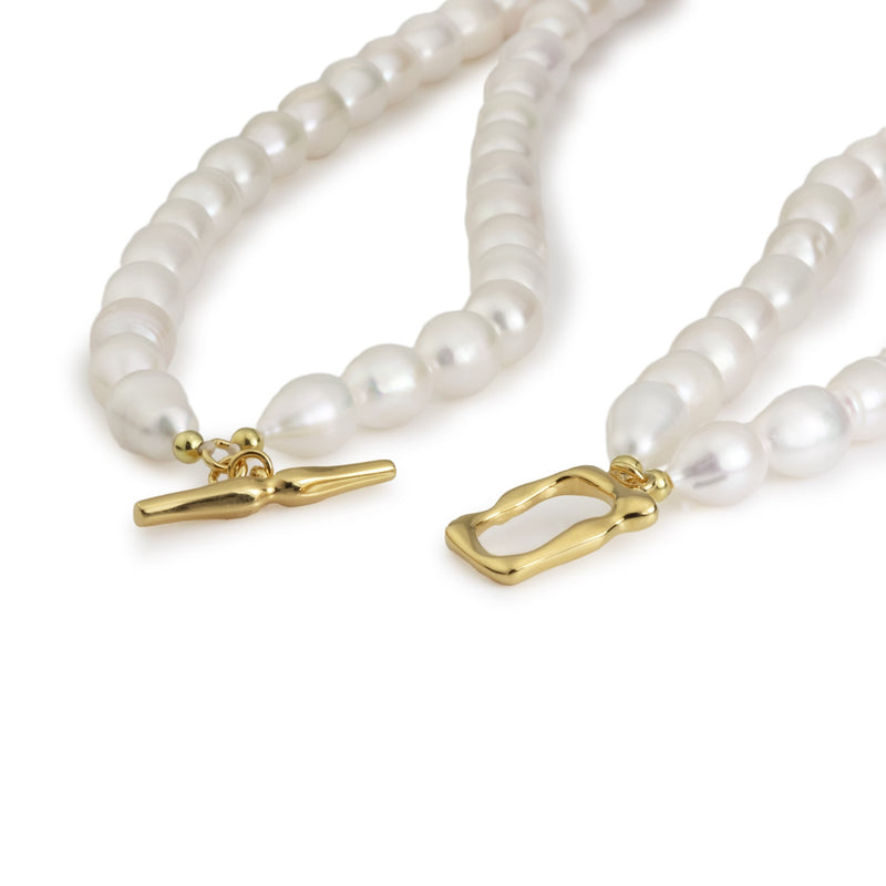 Torinne Double Row Oval Pearl Necklace