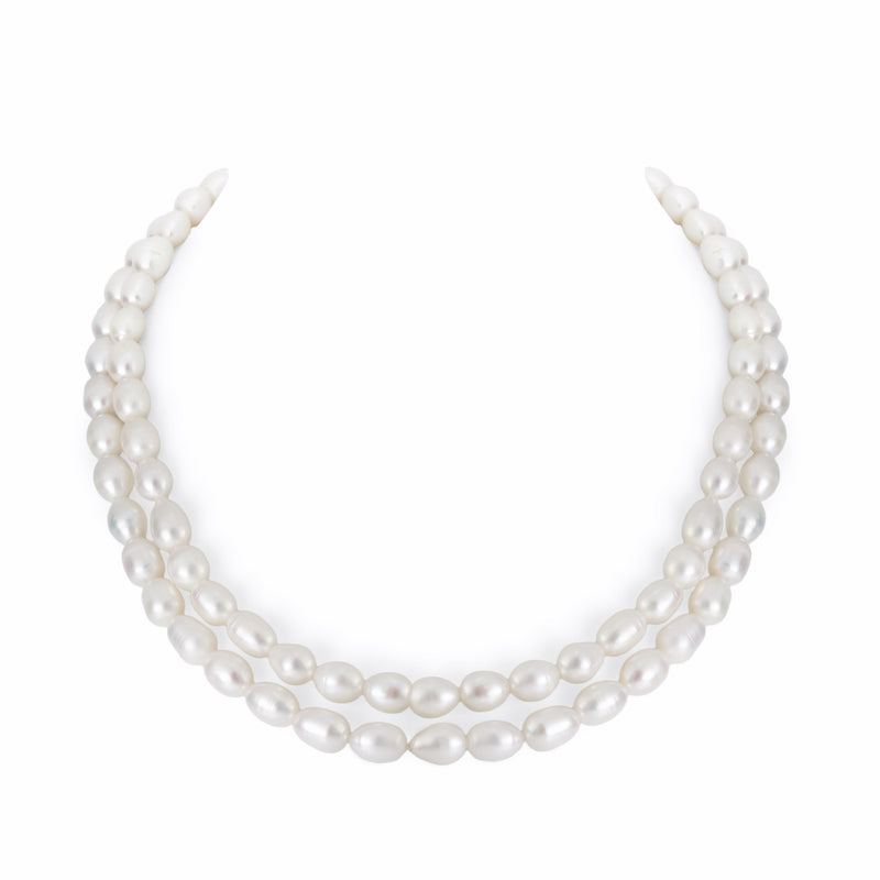 Torinne Double Row Oval Pearl Necklace