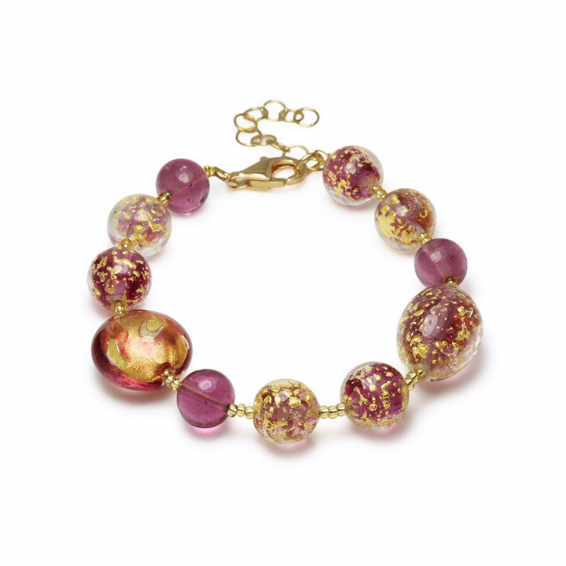 PEARLS - Bracelet with GOLD submerged Murano glass beads