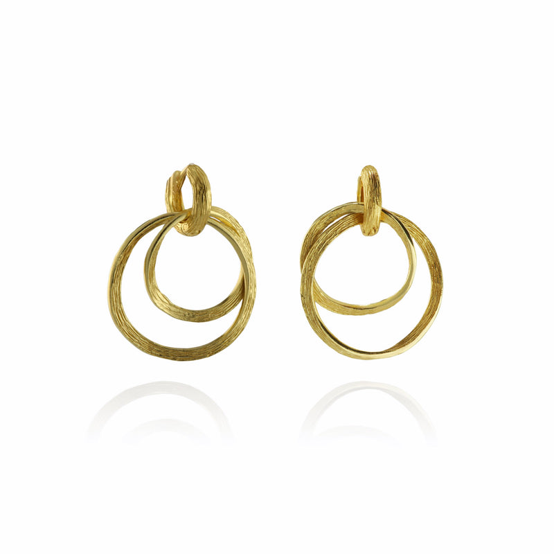 Ottoman Textured Gilded Silver Double Loop Earrings