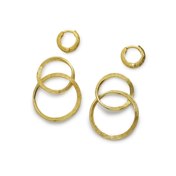 Ottoman Textured Gilded Silver Double Loop Earrings