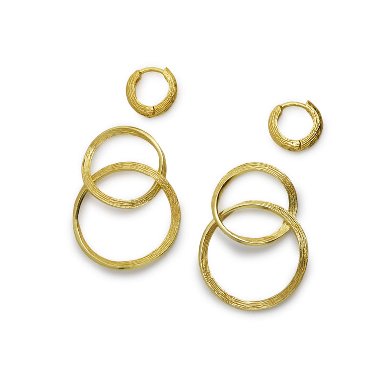 Ottoman Textured Gilded Silver Double Loop Earrings