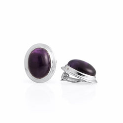 Viola Amethyst Cabochon Clip on Earrings