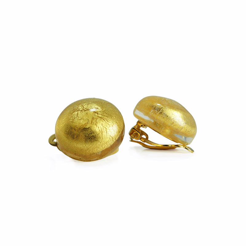 Golden Murano Glass Clip on Earrings 20mm