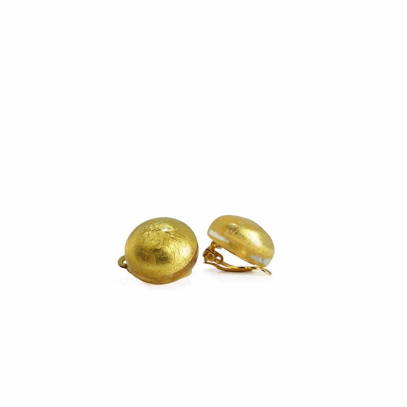 Golden Murano Glass Clip on Earrings 20mm
