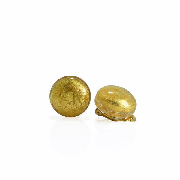 Golden Murano Glass Clip on Earrings 20mm