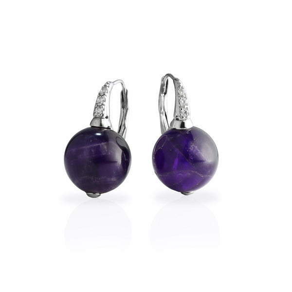 Regina Amethyst and CZ silver Earrings