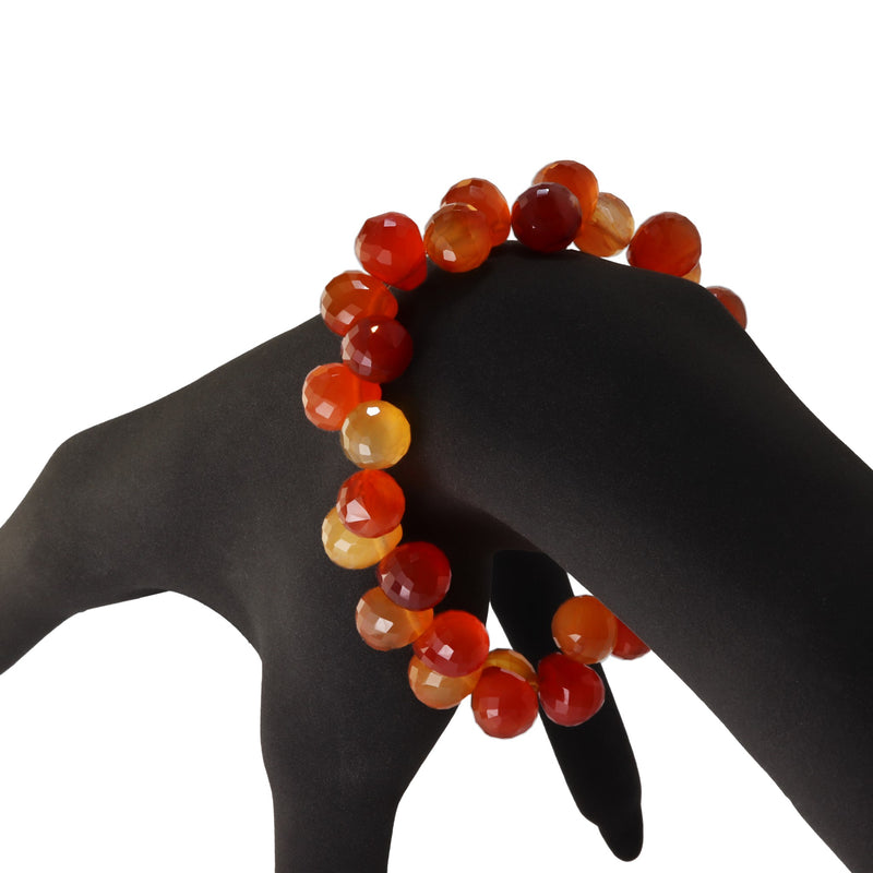 Faceted Carnelian Elasticated Bracelet