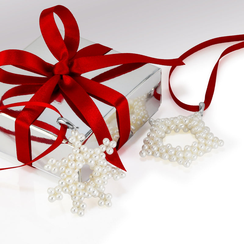 Pair of Pearly Snowflakes Christmas Tree Decorations