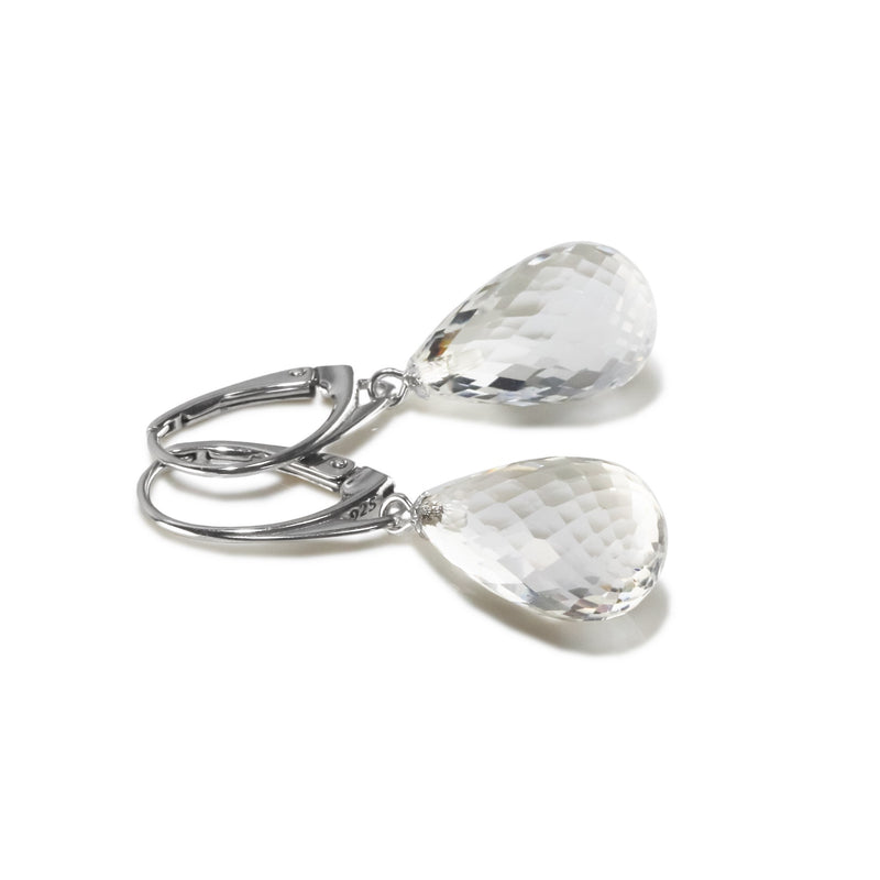 Faceted Rock Crystal Drop Earrings A21