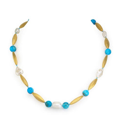 Kingman Turquoise & Baroque Pearl Necklace