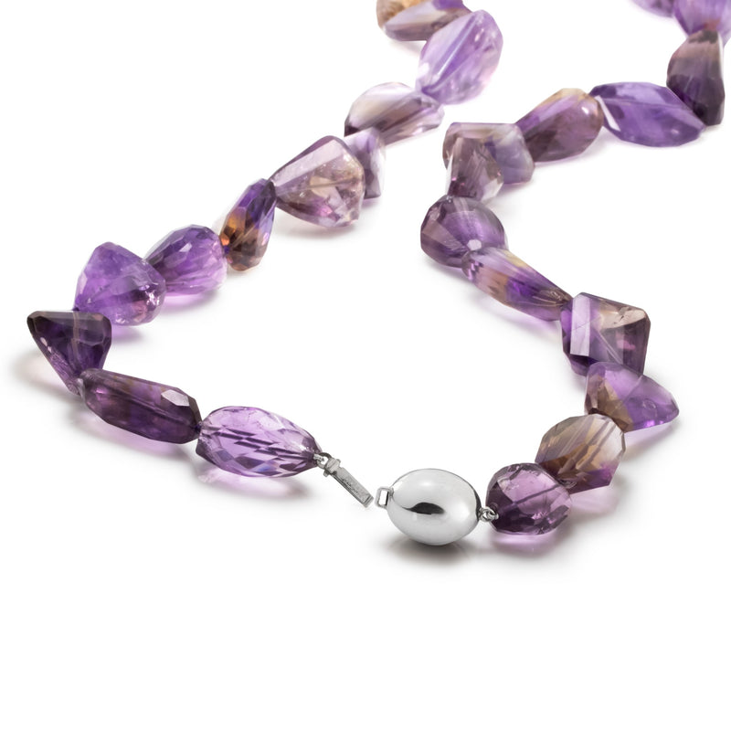 Natural Bolivian Ametrine Faceted Nugget Necklace H6