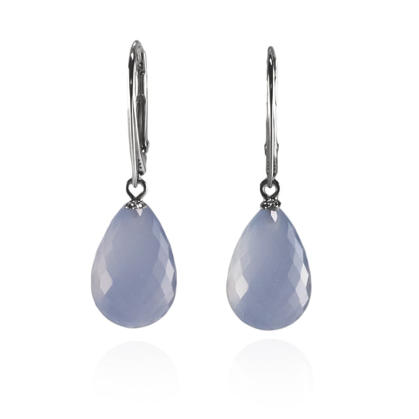 Faceted Natural Blue Chalcedony Earrings A3