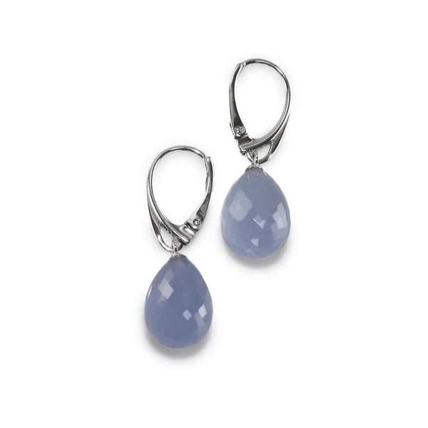 Faceted Natural Blue Chalcedony Earrings A3