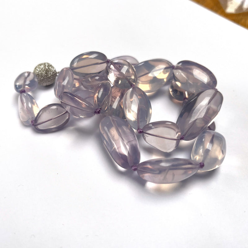 Brazilian Lavender Quartz Graduated Nugget Necklace T21