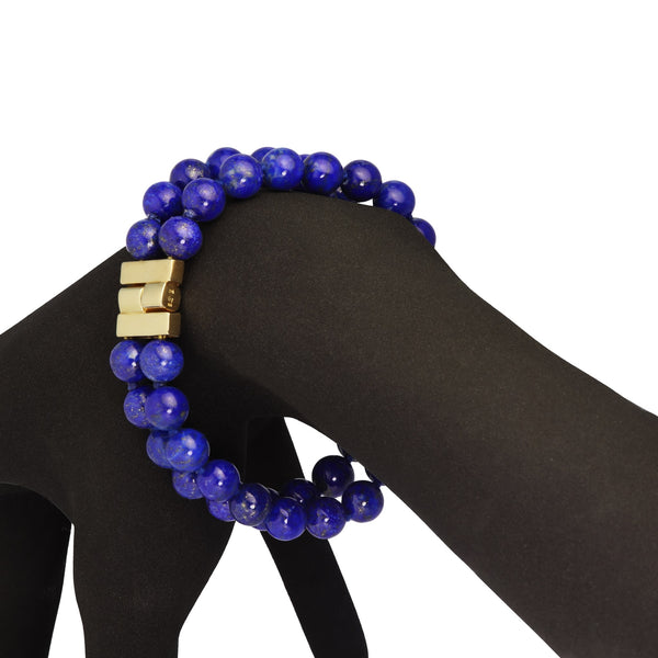 Natural Lapis Lazuli Bracelet 8mm Beads & Gilded Clasp B9