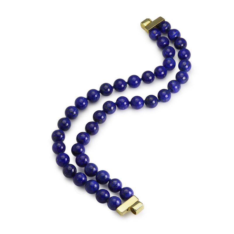 Natural Lapis Lazuli Bracelet 8mm Beads & Gilded Clasp B9