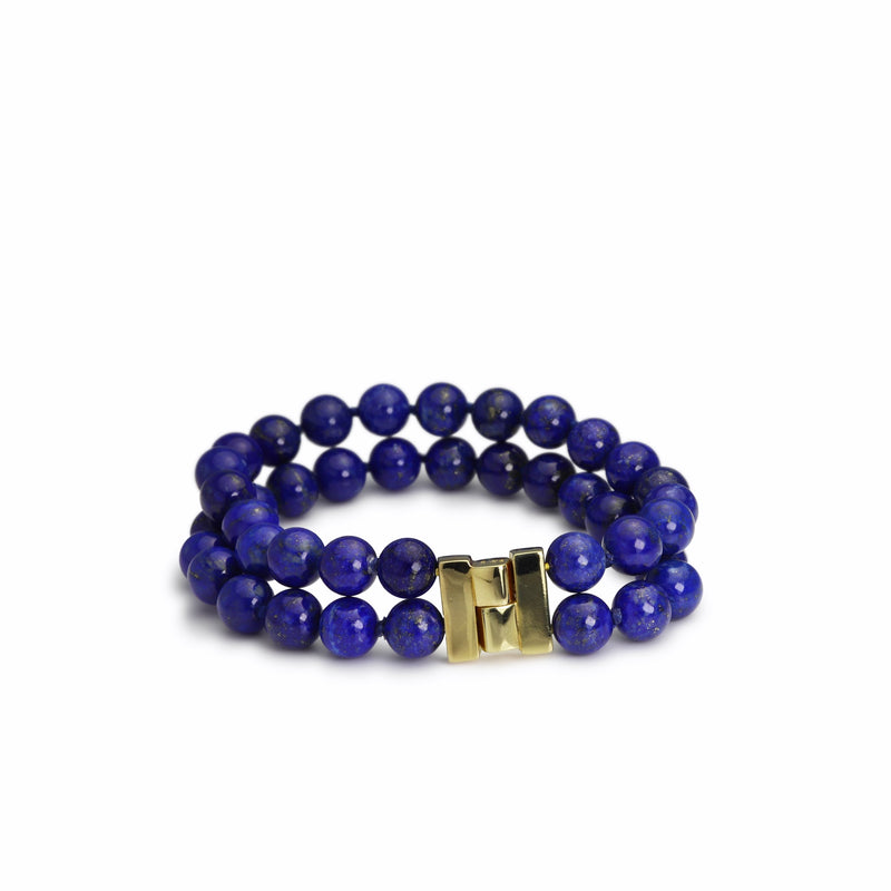 Natural Lapis Lazuli Bracelet 8mm Beads & Gilded Clasp B9