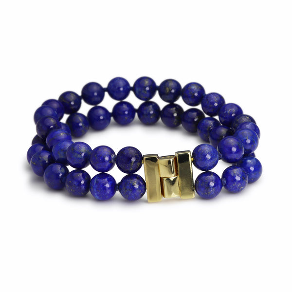 Natural Lapis Lazuli Bracelet 8mm Beads & Gilded Clasp B9