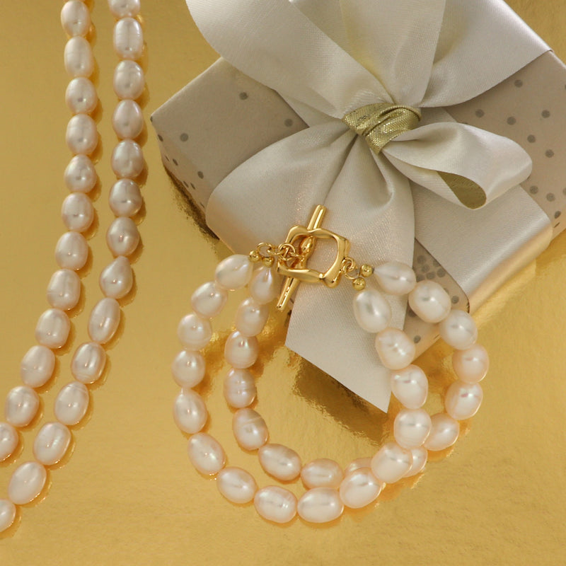 Torinne Double Row Oval Pearl Bracelet