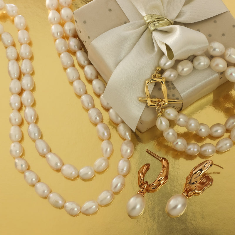 Torinne Double Row Oval Pearl Necklace
