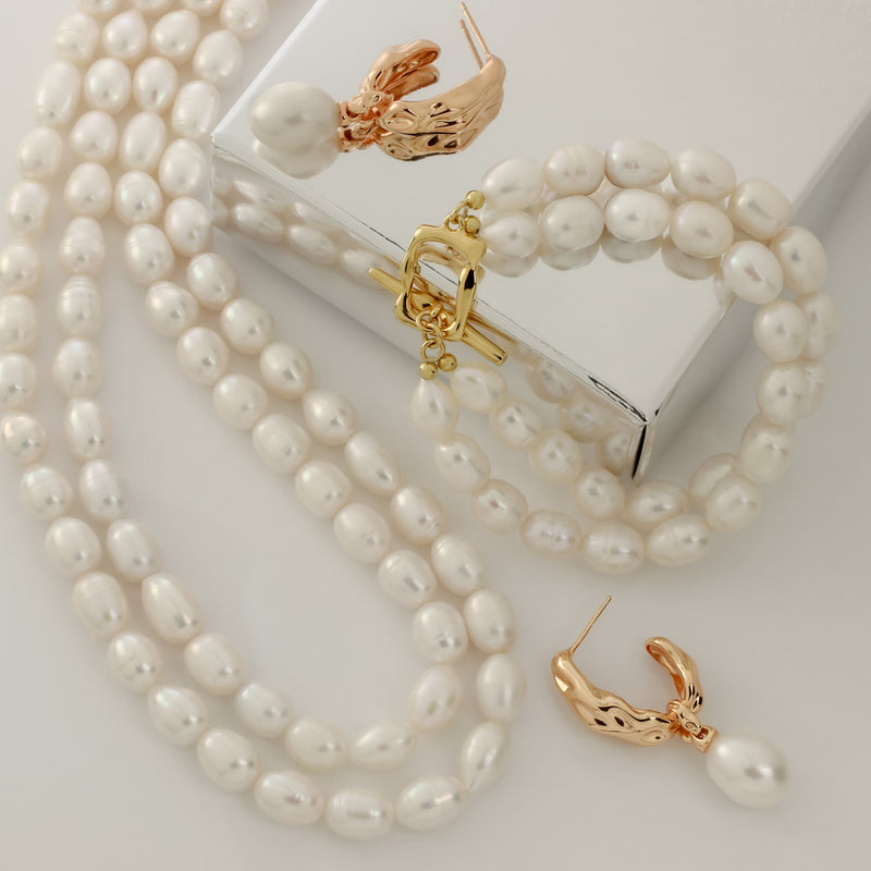 Torinne Double Row Oval Pearl Necklace
