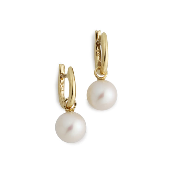 Pearl & 9ct Gold Hinged Hoop Earrings