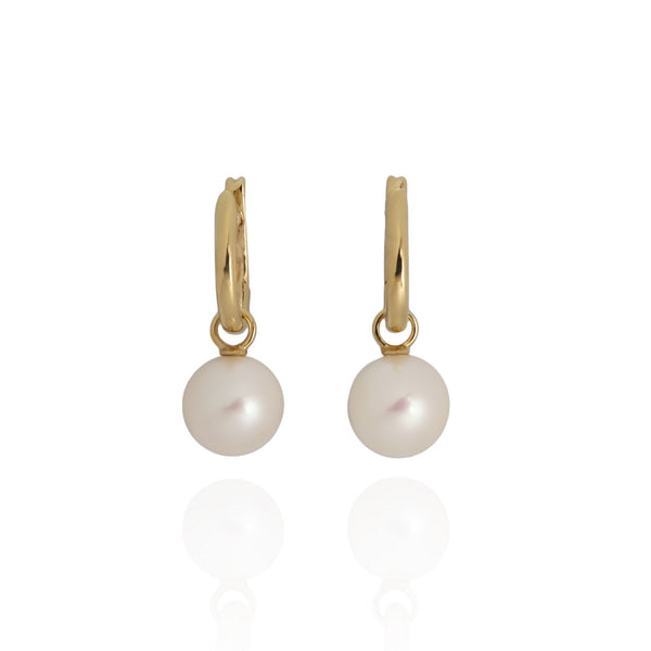Pearl & 9ct Gold Hinged Hoop Earrings