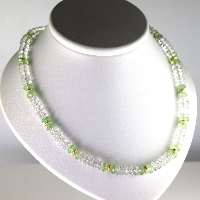 Rock Crystal and Prehnite Rondelle Necklace A44 SAVE £100