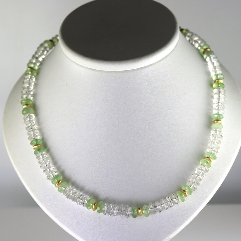 Rock Crystal and Prehnite Rondelle Necklace A44 SAVE £100