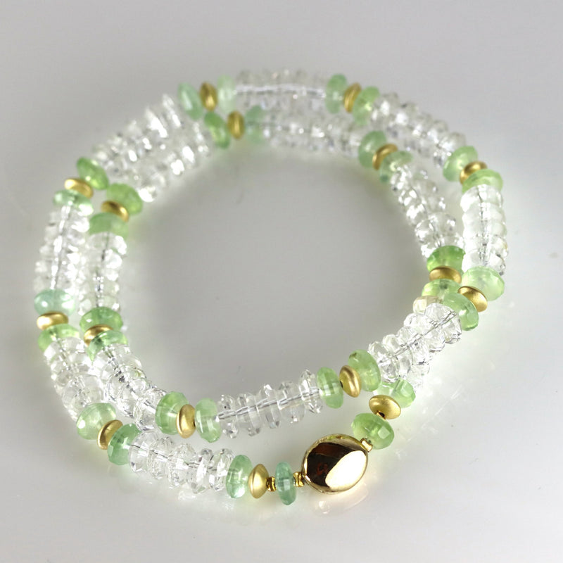 Rock Crystal and Prehnite Rondelle Necklace A44 SAVE £100