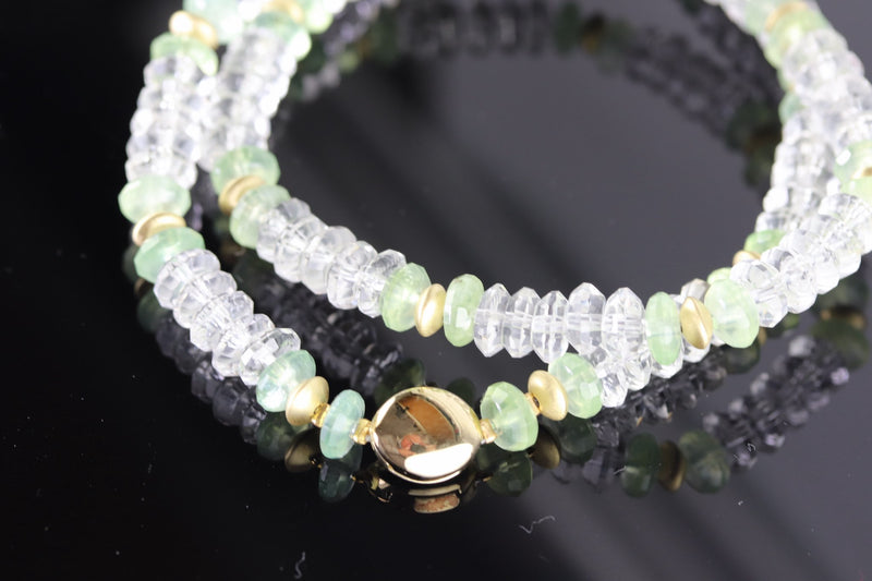 Rock Crystal and Prehnite Rondelle Necklace A44 SAVE £100