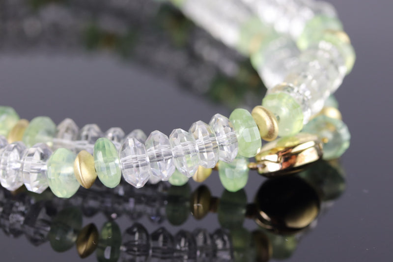 Rock Crystal and Prehnite Rondelle Necklace A44 SAVE £100