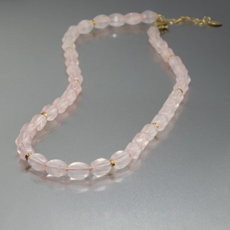 Faceted Rose Quartz Necklace Q14